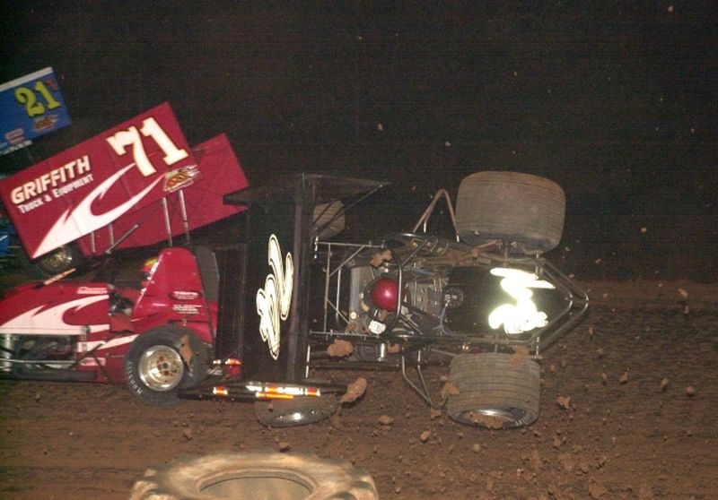Brandon Corn's ASCS Gulf South Region feature run at Champion Park Speedway in Haughton, LA, got cut short as a result of this lap 15 trouble.