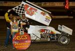 Johnny Herrera won Friday night's 25-lap American Sprint Car Series Rocky Mountain Region feature at New Mexico's Aztec Speedway