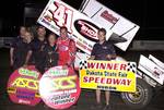 Jason Johnson picked up his sixth O'Reilly American Sprint Cars on Tour National feature win with a late move in Saturday night's 25-lap feature at Dakota State Fair Speedway in Huron, SD.