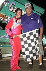 Natalie Sather and Hall-of-Fame crew chief Kenny Woodruff ASCS Midwest Region