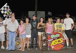 Jeremy Sherman and crew in Discount Tire Co. ASCS Canyon Region victory lane after his triumph in Saturday night's 30-lap 