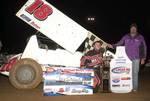 Tony Bruce, Jr., of Liberal, KS, became just the third back-to-back winner in Short Track Nationals history by racing to victory lane in Saturday night's Lucas Oil Sprint Cars presented by K&N Filters 40-lap main event at I-30 Speedway's 22nd Annual