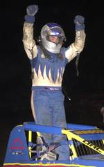 Chris Windom celebrates his victory in the second leg O'Reilly Sprint Bandits