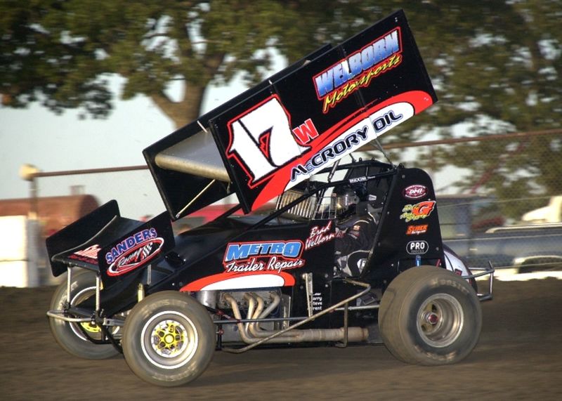 Brad Welborn in American Bank of Oklahoma ASCS Sooner Region action at Cowtown Speedway on Saturday night.